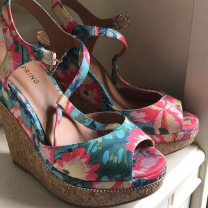 Floral Platform Wedges